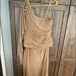 Women’s full length gown Beige w beads sz. 18
